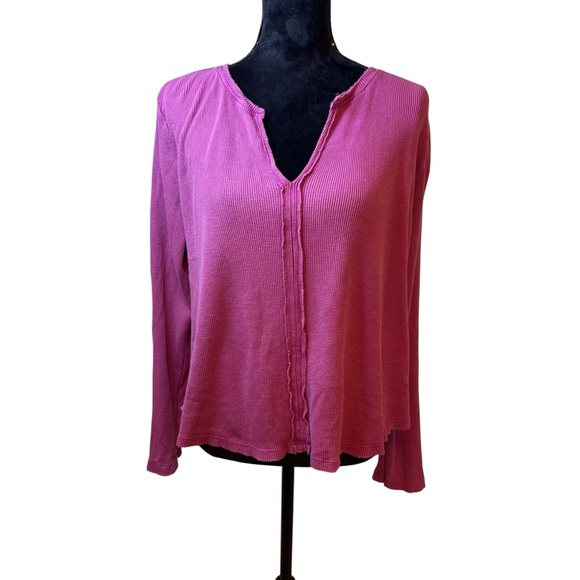 Pilcro | Anthropologie | Notch Neck Tunic Top in Berry Pink | Sz L - Picture 2 of 7